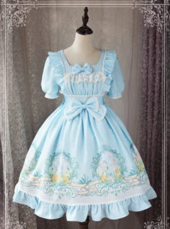 Magic Tea Party Wind's Child Series Bowknot Lolita Short Sleeve Dress -NAUS Lolita Shop 1 500x672 541