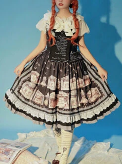 Box Theater Series JSK Printing Embroidery Normal Waist Classic Lolita Sling Dress -NAUS Lolita Shop 1 500x672 569