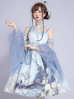 Romantic Dream In Garden Series JSK II Classic Lolita Retro Chinese Style Printing Dress -NAUS Lolita Shop 1 500x672 577