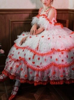 Snow Night Rose Series Flower Married Lolita Gorgeous Dress Rose Petal Heavy Industry Classic Lolita Sleeveless Dress -NAUS Lolita Shop 1 500x672 588