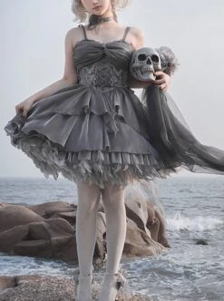 Peninsula Iron Box Series Multi-Layered Skirt Ballet Style Waist Exquisite Embroidery Big Bowknot Decoration Classic Lolita Sleeveless Dress -NAUS Lolita Shop 1 500x672 589