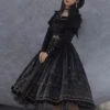 Starshine Stone Series OP Classic Lolita Velour Printing Long Sleeve Dress
