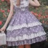 Purple Polka Dot Bow Lace Ruffle Cake Dress Classic Lolita Sleeveless Dress