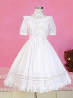 Pure Color Short Sleeves Classic Lolita Dress -NAUS Lolita Shop 1 500x672 615