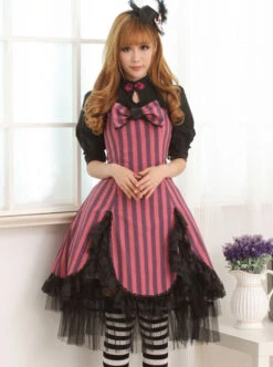 Lace Petal Hem Classic Lolita Small High Collar Short Sleeve Dress -NAUS Lolita Shop 1 500x672 639