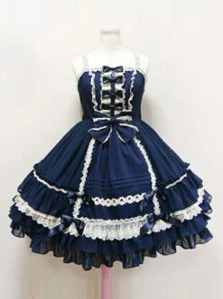 Palace Style Bowknot Lace Classic Lolita Sling Dress -NAUS Lolita Shop 1 500x672 646