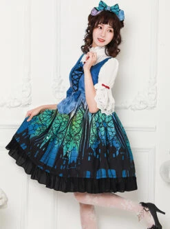 Magic Tea Party City Of Aurora Series JSK Blue Classic Lolita Sleeveless Dress -NAUS Lolita Shop 1 500x672 659