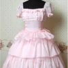 Pink Puff Sleeves Bow Cake Lolita Dress