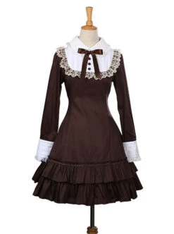 Retro Bowknot Long Sleeves Ruffles Classic Lolita Dress -NAUS Lolita Shop 1 500x672 669