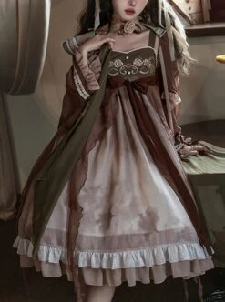 Ask Tea Series Chinese Style Embroidery Long-Sleeved Coat Detachable Brooch Classic Lolita Sleeveless Dress Set -NAUS Lolita Shop 1 500x672 673