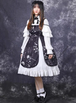 Chinese Style Black Printing Classic Lolita White Long Sleeve Dress Set -NAUS Lolita Shop 1 500x672 676