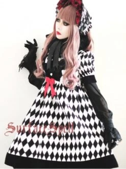 Surface Spell Illusion Realizer Gingham High Waist Lolita OP Dress -NAUS Lolita Shop 1 500x672 690
