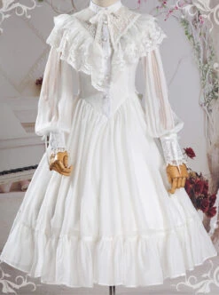 Pure Color Lace Gothic Lolita Long Sleeve Dress -NAUS Lolita Shop 1 500x672 695