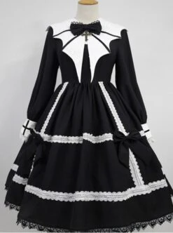 Devil's Wing Black Long Sleeve Gothic Lolita Dress -NAUS Lolita Shop 1 500x672 702