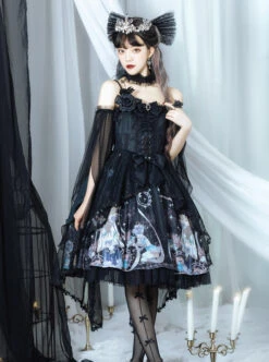 Virgin Flower Series JSK Gothic Lolita Light Hanayome Tea Party Sling Dress -NAUS Lolita Shop 1 500x672 731