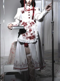 Scarlet Cross Series OP Long Style Blood Printing Halloween Nurse Gothic Lolita Long Sleeve Dress -NAUS Lolita Shop 1 500x672 734