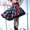 Large Bow High Waist Print Elegant Halter Detachable Belt Irregular Gothic Lolita Sleeveless Dress