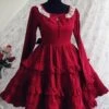 Red Long Sleeves Ruffle Classic Lolita Dress
