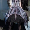 Sweet And Cool Purple Personalized Dark Pattern Print Irregular Hem Design Cross Strap Decoration Gothic Lolita Sleeveless Dress