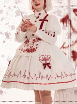 Scarlet Cross Series OP Conventional Style Halloween Nurse Blood Printing Gothic Lolita Long Sleeve Dress -NAUS Lolita Shop 1 500x672 769