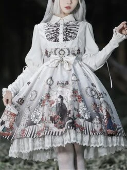 Black Fairy Tale Series JSK Darkness Printing Retro Gothic Lolita Sling Dress -NAUS Lolita Shop 1 500x672 785