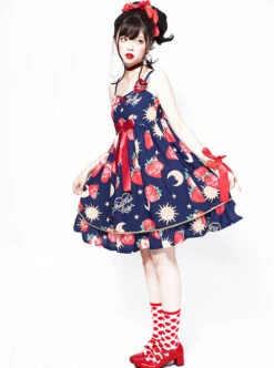 Strawberries Floating In The Universe Series High Waist Version Sweet Lolita Sleeveless Dress 8 Strawberries Floating In The Universe Series High Waist Version Sweet Lolita Sleeveless Dress -NAUS Lolita Shop 1 500x672 8
