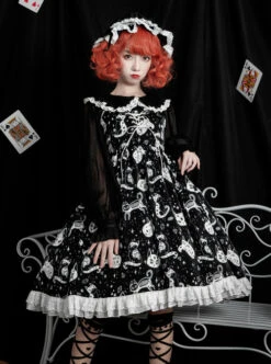Diamond Star Meow Series Darkness Gothic Lolita Sling Dress -NAUS Lolita Shop 1 500x672 836