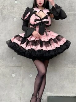 Demon Contract Series Sexy Spring Summer Contrast Color Sweet-Cool Girl Halloween Gothic Lolita Sleeveless Dress Suit -NAUS Lolita Shop 1 500x672 842