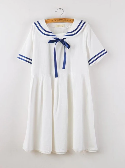 Navy Style Loose Short Sleeve School Lolita Dress 4 Navy Style Loose Short Sleeve School Lolita Dress - Image 4