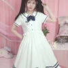 White Lapel Short Sleeve School Lolita Dress