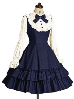 Long Sleeves Ruffle Elegant School Lolita Dress -NAUS Lolita Shop 1 500x672 875