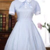 Lapel Bowknot School Lolita Short Sleeve Dress