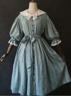 The Green Sailor Collar Petal Pure Cotton Sleeve Dress -NAUS Lolita Shop 1 500x672 887