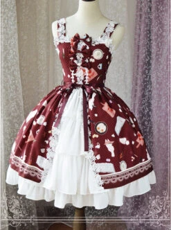 Magic Tea Party Sunny Day And Food Series Printing Classic Lolita JSK Sling Dress Version 2 -NAUS Lolita Shop 1 500x672 91