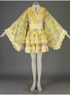 Yellow Beautiful Long Sleeves Cotton Sweet Lolita Dress -NAUS Lolita Shop 1 500x672 946