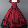 Victorian Retro Wine Red Bowknot Gothic Lolita Prom Long Dress