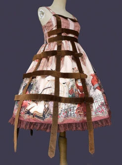 Midnight Magic Series Gothic Style Graphic Print Decoration Personalized Pendant Cloth Strip Lolita Slip Dress -NAUS Lolita Shop 10 500x672 112