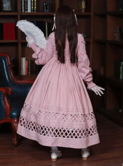 Lovely Long Sleeves Red Bow Cotton Lolita Dress -NAUS Lolita Shop 10 500x672 122