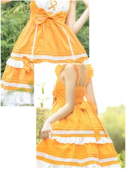 Candy House Series JSK Pure Color Bowknot Sweet Lolita Sling Dress