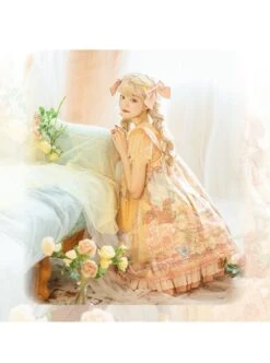 Afternoon Sweet Tea Series JSK Wave Dot Tulle Hem Cute Printing Sweet Lolita Yellow Sling Dress Short Sleeve Shirt Set 19 Afternoon Sweet Tea Series JSK Wave Dot Tulle Hem Cute Printing Sweet Lolita Yellow Sling Dress Short Sleeve Shirt Set -NAUS Lolita Shop 10 500x672 168