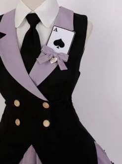 Black-Purple Cute Sweet Handsome Cool Metal Decoration Solitaire Bow-Knot Swallowtail Sleeveless Punk Lolita Dress -NAUS Lolita Shop 10 500x672 187