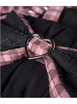 Perrault Kitty Series JSK Heart Metal Decoration Cross Rope Design Punk Lolita Lace Big Bow Dress Set A -NAUS Lolita Shop 10 500x672 190