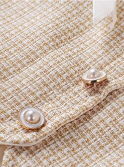 Fresh Princess Small Fragrance Style Bowknot Pearl Decoration Star Gauze Design Embroidery Sweet Lolita Kid Champagne Gold Long Sleeve Dress