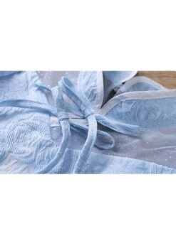 Rose Flower Embossed Texture Pleated Fluffy Hem Cute Flying Sleeves Decoction Children Lolita Kids Blue Dress -NAUS Lolita Shop 10 500x672 200