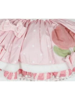 Plush Tulip Pattern Decoration Polka-Dot Hem Pleated Bow Knot Classic Lolita Pink Cute Suspender Dress -NAUS Lolita Shop 10 500x672 202
