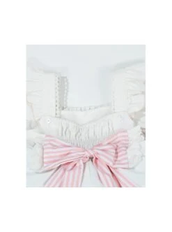 Cute Bear Pattern Print Plush Ball Crinkled Bow Trim Irregular Hem Sweet Lolita Kid Princess Slip Dress -NAUS Lolita Shop 10 500x672 204