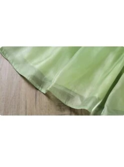 Solid Color Grass Green Streamer Yarn Cute Pleated Sweet Puff Sleeves Pearl Neckline Decoration Sweet Lolita Kids Dress -NAUS Lolita Shop 10 500x672 213