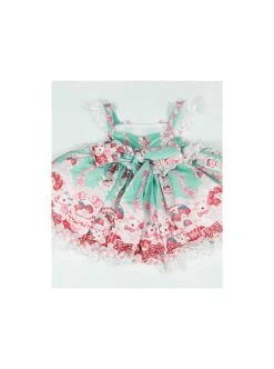 Pink Strawberry Cake Cute Rabbit Pattern Print Pleated Bow Lace Decoration Classic Lolita Kid Dress -NAUS Lolita Shop 10 500x672 215