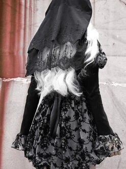 Halloween Gothic Turtleneck Lace Design Velvet Jacquard Large Crucifix Decorative Pumpkin Skirt Hem Long Sleeve Dress -NAUS Lolita Shop 10 500x672 225