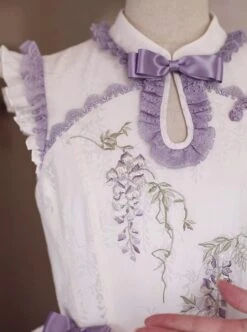 Chinese Style Stand Collar Purple Wisteria Embroidered Printing Bowknot Decoration Classic Lolita Sleeveless Dress -NAUS Lolita Shop 10 500x672 29